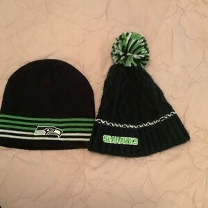 Seattle Seahawks Black and Green Beanie Set